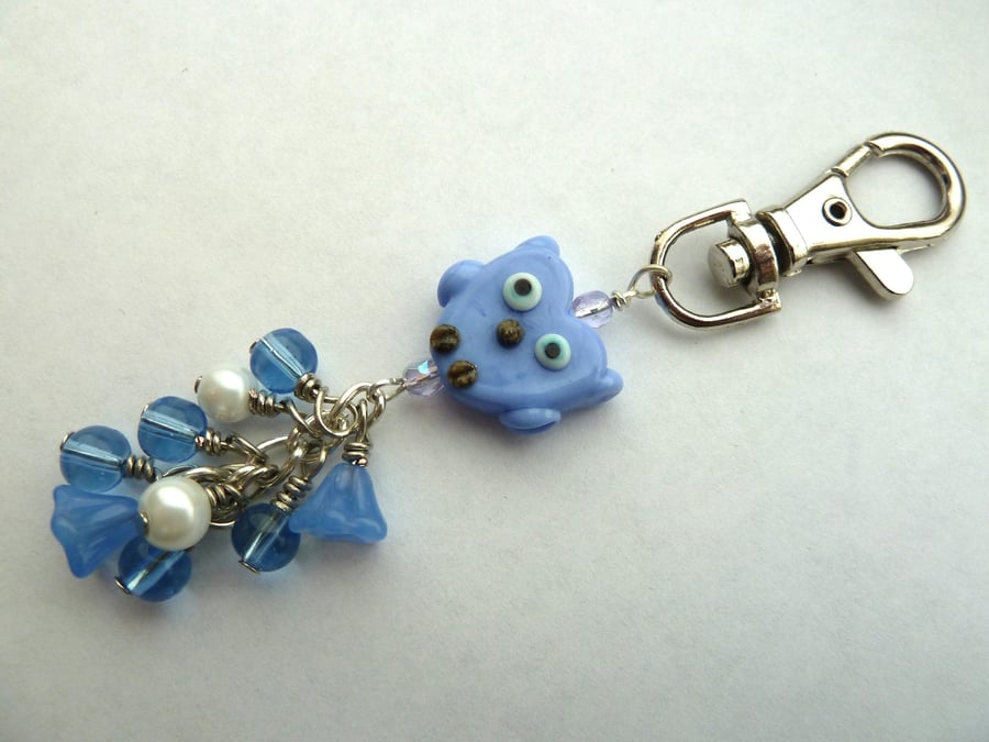 blue owl bag charm