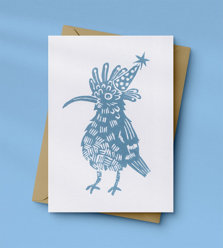 'Bird With a Party Hat' Birthday Card