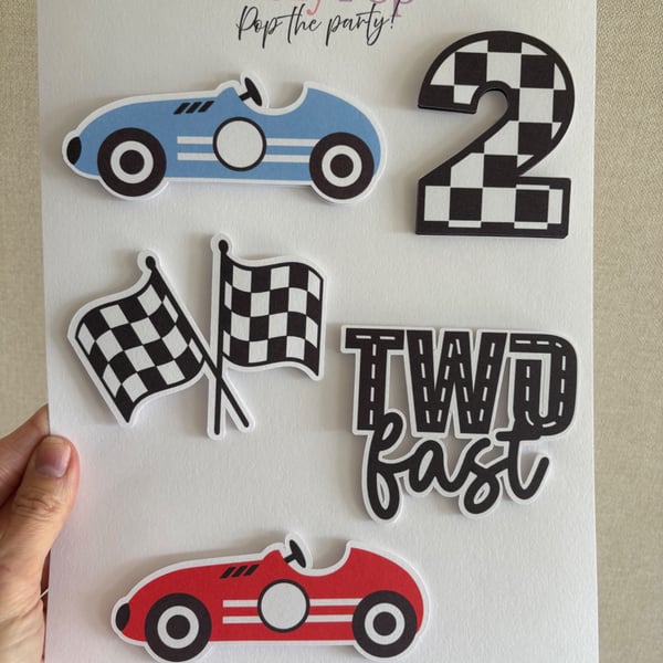 Two Fast Car Themed Cake Accessory Pack. Car Themed Cake Topper