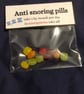 Novelty gift, anti snoring pills joke gift, fun and quirky