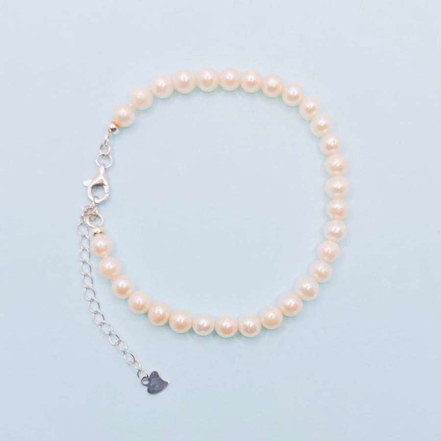 Round Freshwater Pearl Sterling Silver Bracelet