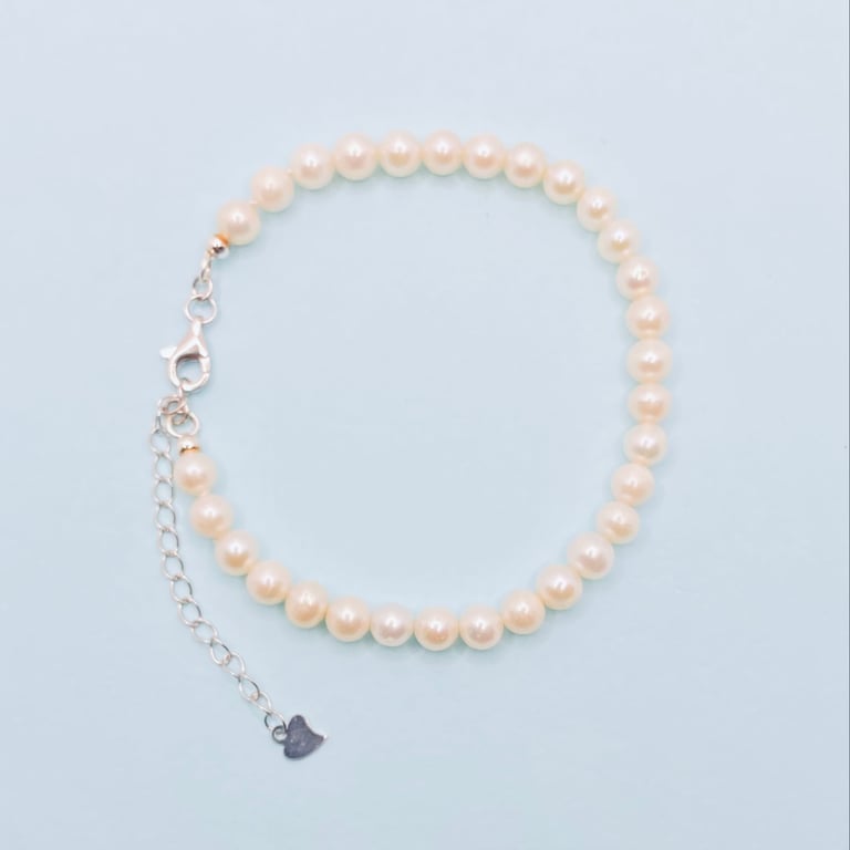 5mm Round Freshwater Pearl Sterling Silver Bracelet
