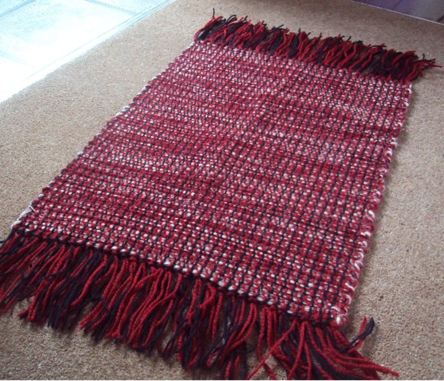 Handwoven Red and Black Rug