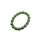 Green faux pearl and crystal rondelle stretchy bracelet