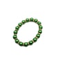 Green faux pearl and crystal rondelle stretchy bracelet