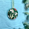 Mistletoe Liberty print fabric button hanging ornament Christmas decorations