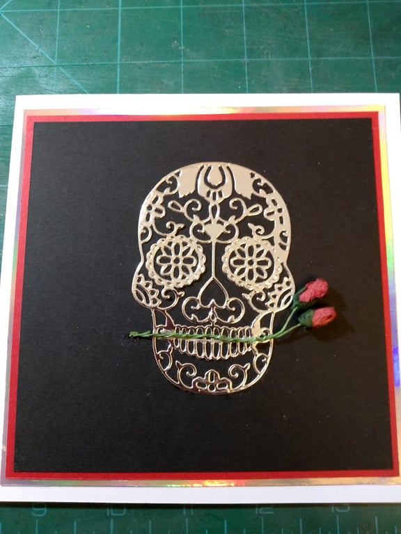 Silver skull card