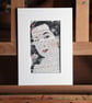 Small Art Gel Plate Print One of a kind Mounted - Image 2