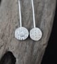Textured silver threader drop earrings, simple dangle earrings - Image 4