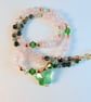  Butterfly, Rose Quartz, Moss Agate & Swarovski Crystal Necklace - Free UK P&P. - Image 9