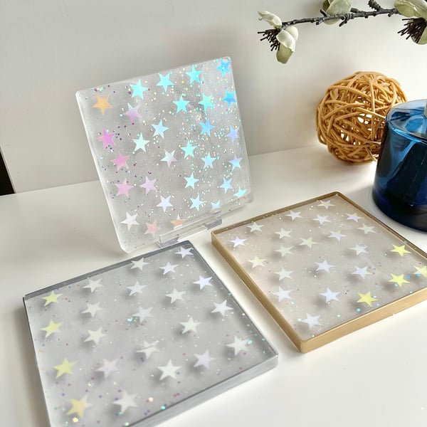 Star Coasters Iridescent Sparkly Stars Drinks Coasters FREE POST Choose style