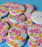 30mm Wooden Colourful Printed Heart Buttons 6pk Large Button (RLG4) - Image 1