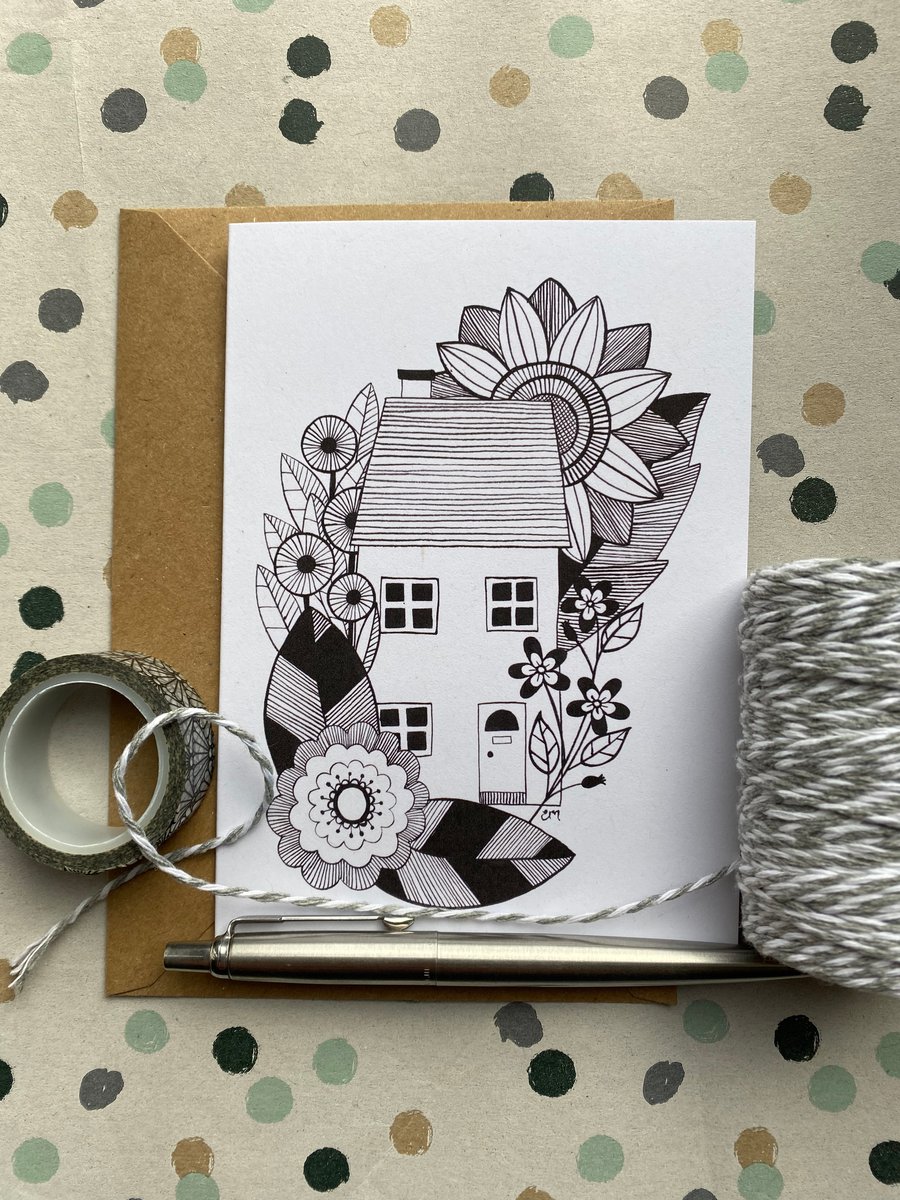 Flower House card