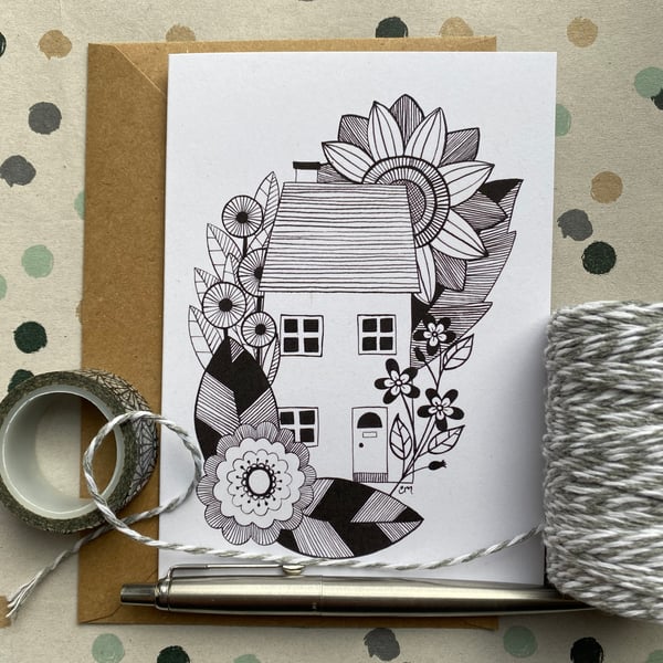 Flower House card