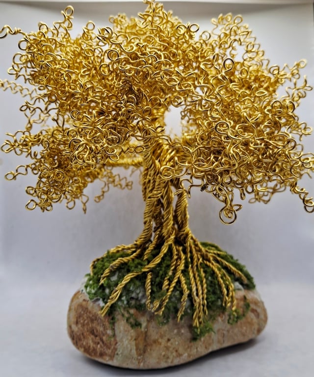 Golden Wire Wrapped Bonsai Tree 