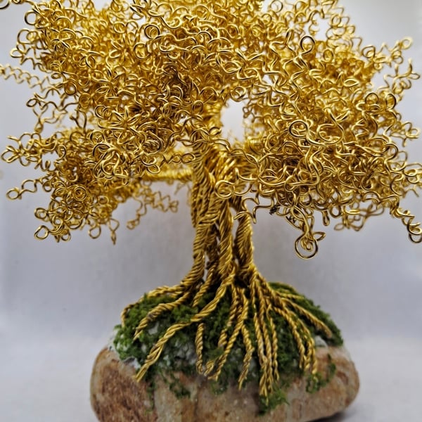 Golden Wire Wrapped Bonsai Tree 