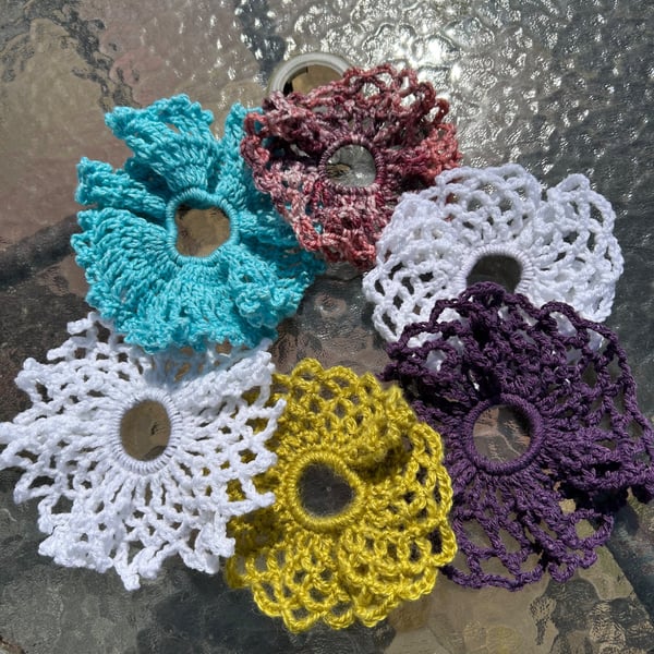 Lot of 6 Handmade lace crochet scrunchies hair accessories