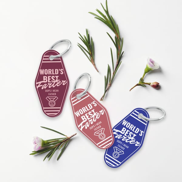 World's Best Farter Keyring, Funny Quote, Motel Keyring, Father's Day Gifts