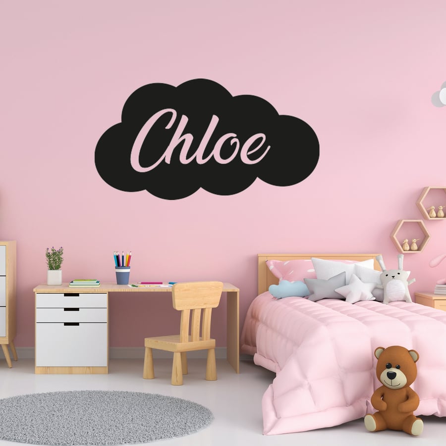 Cloud name sticker Children Bedroom Wall Name Nurser Baby Shower Sky