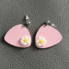 Small Pink Handcrafted Leather Earrings - Minimalist Leather Jewellery 