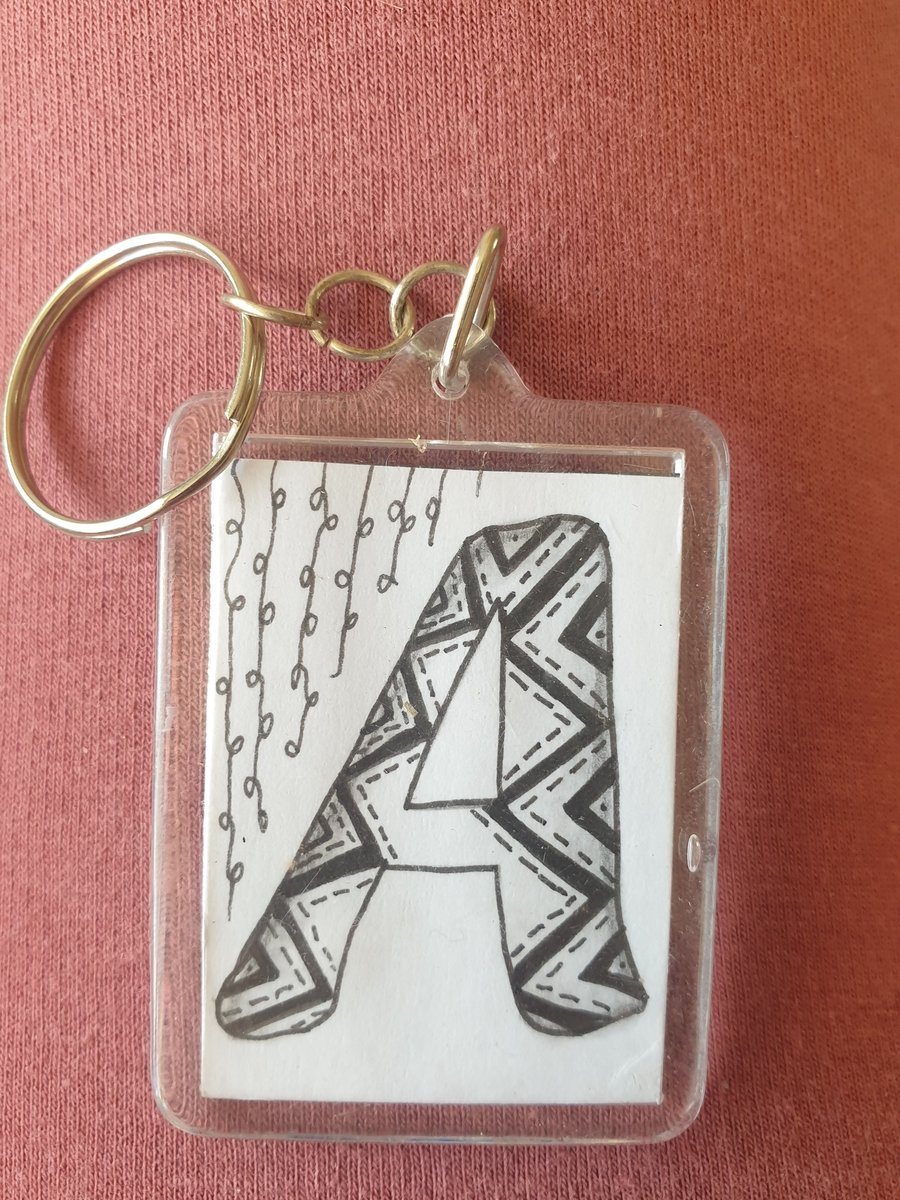 Hand drawn initial "A" keyring.