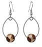 Dzi Style Agate Teardrop Earrings Brown Natural Stone Stainless Steel