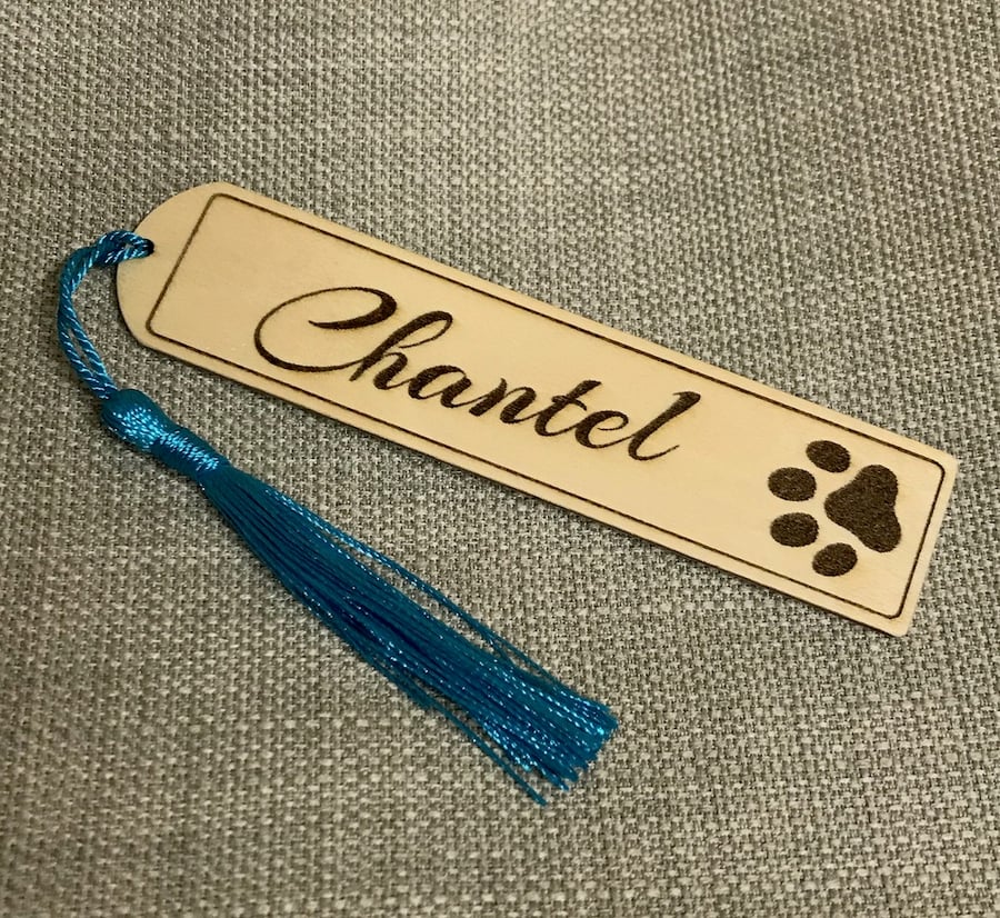 Personalised Paw bookmark - laser engraved pet lovers gift