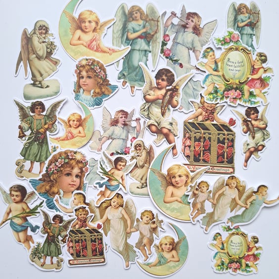 Angels and Cherubs die cuts, card toppers, angelic ephemera, vintage die cuts