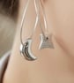 Moon & Star Hoop Silver Earrings - Image 3