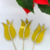 Stained  Glass Lily Tulip Stake Large - Plant Pot Decoration -  Yellow