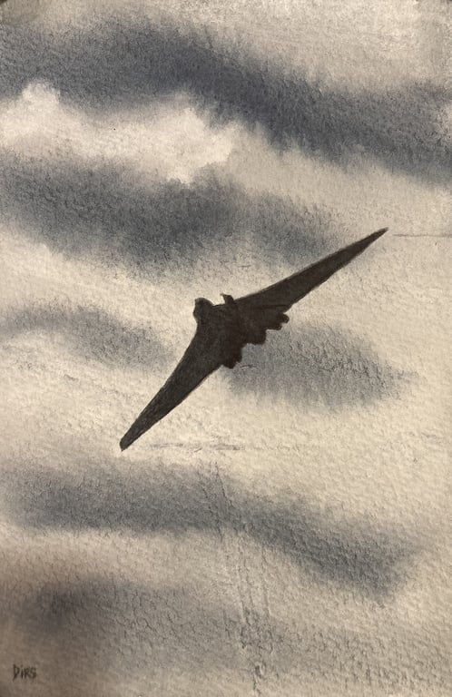 Vulcan at Dusk – original watercolour painting, mounted but unframed