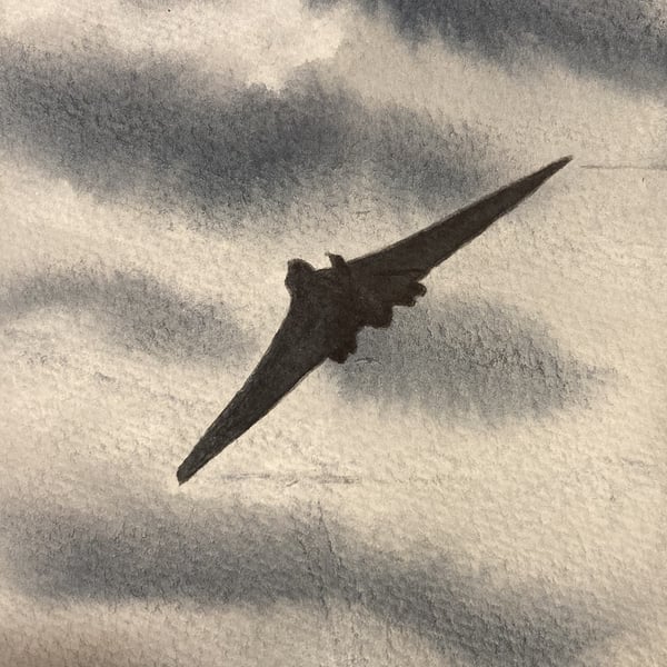 Vulcan at Dusk – original watercolour painting, mounted but unframed