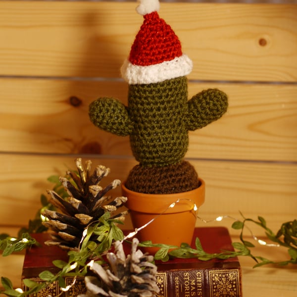  Crochet cactus desert style. Christmas Cactus with removeable Santa hat