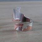 Sterling Silver and Copper Giraffe Adjustable Ring (SKU111124)
