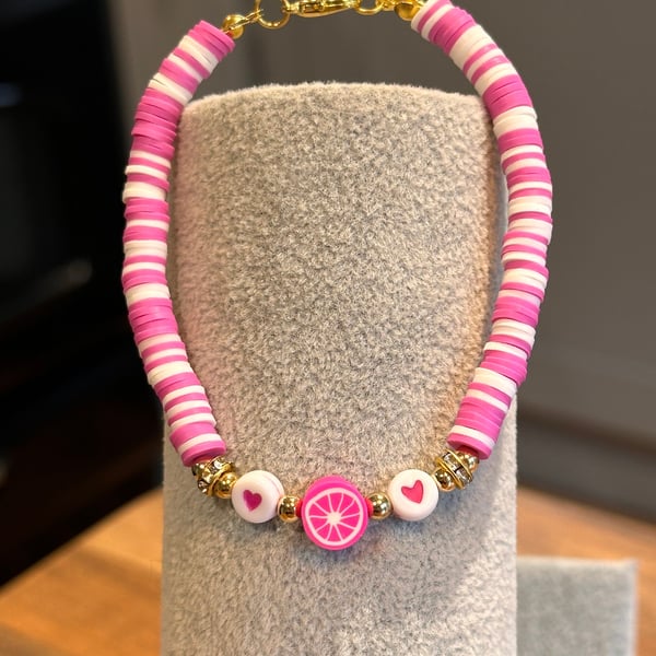 Unique Handmade bracelet with charms - grapefruit