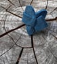 Upcycled Blue Leather Heart Ring & Mantra Pouch