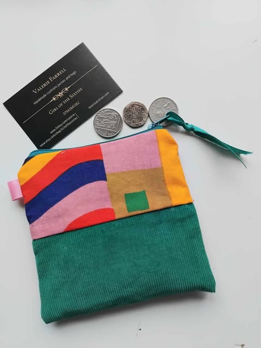 Green Corduroy Coin Purse