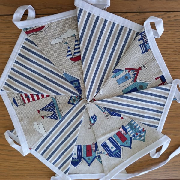 Nautical and Beach Hut linen Style Double Sided Bunting
