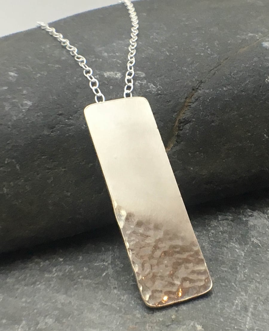 Reflections on the Sea Sterling Silver rectangular pendant necklace 