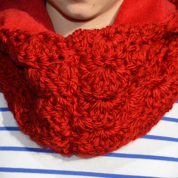 SALE!  Hand crocheted lined scarf with hood.