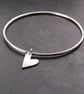 Sterling Silver Bangle with Heart  - Image 4