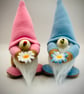 Handmade Mini Soft Fleece Nordic Gnome with Daisy