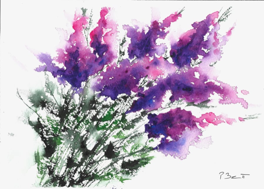 Loose Lilacs original watercolour painting