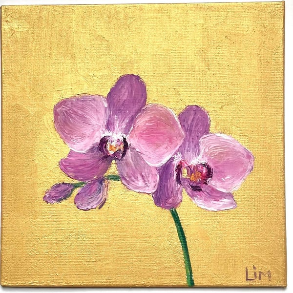 Orchid Painting Floral Original Art Flower Oil Painting Impasto Small Wall Art 6