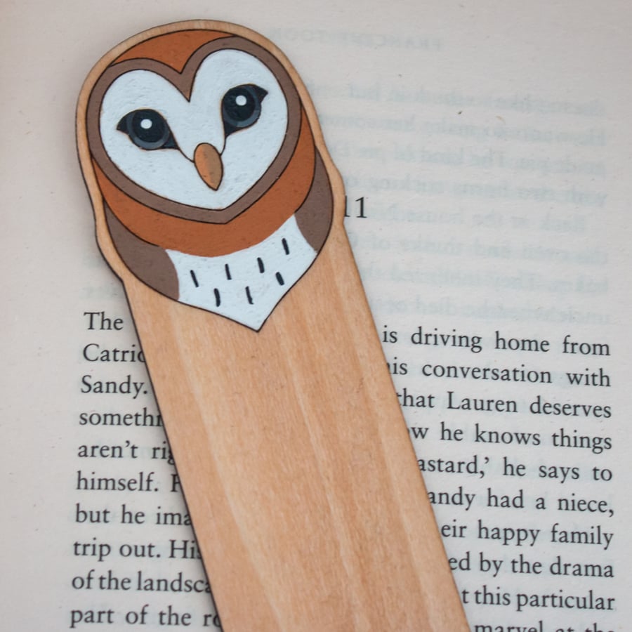 Hand painted Barn Owl Bookmark – Laser Cut Plywood