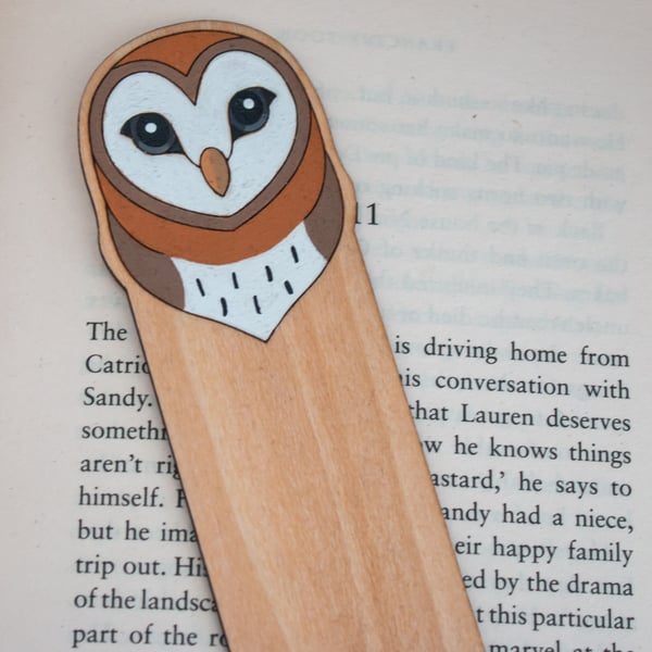 Hand painted Barn Owl Bookmark – Laser Cut Plywood