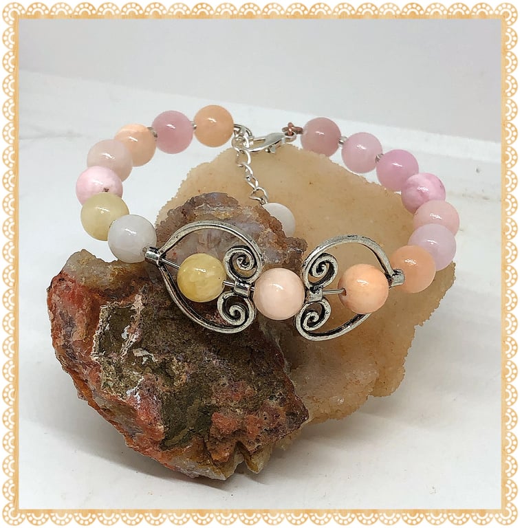 On of a Kind Stylish Fidget multicoloured jade gemstone bangle style bracelet