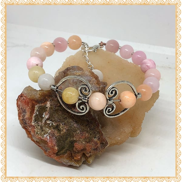 On of a Kind Stylish Fidget multicoloured jade gemstone bangle style bracelet