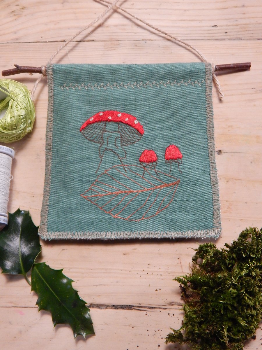 Fly Agaric- Dark green hanger on a piece of Beech