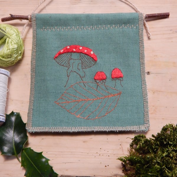 Fly Agaric- Dark green hanger on a piece of Beech